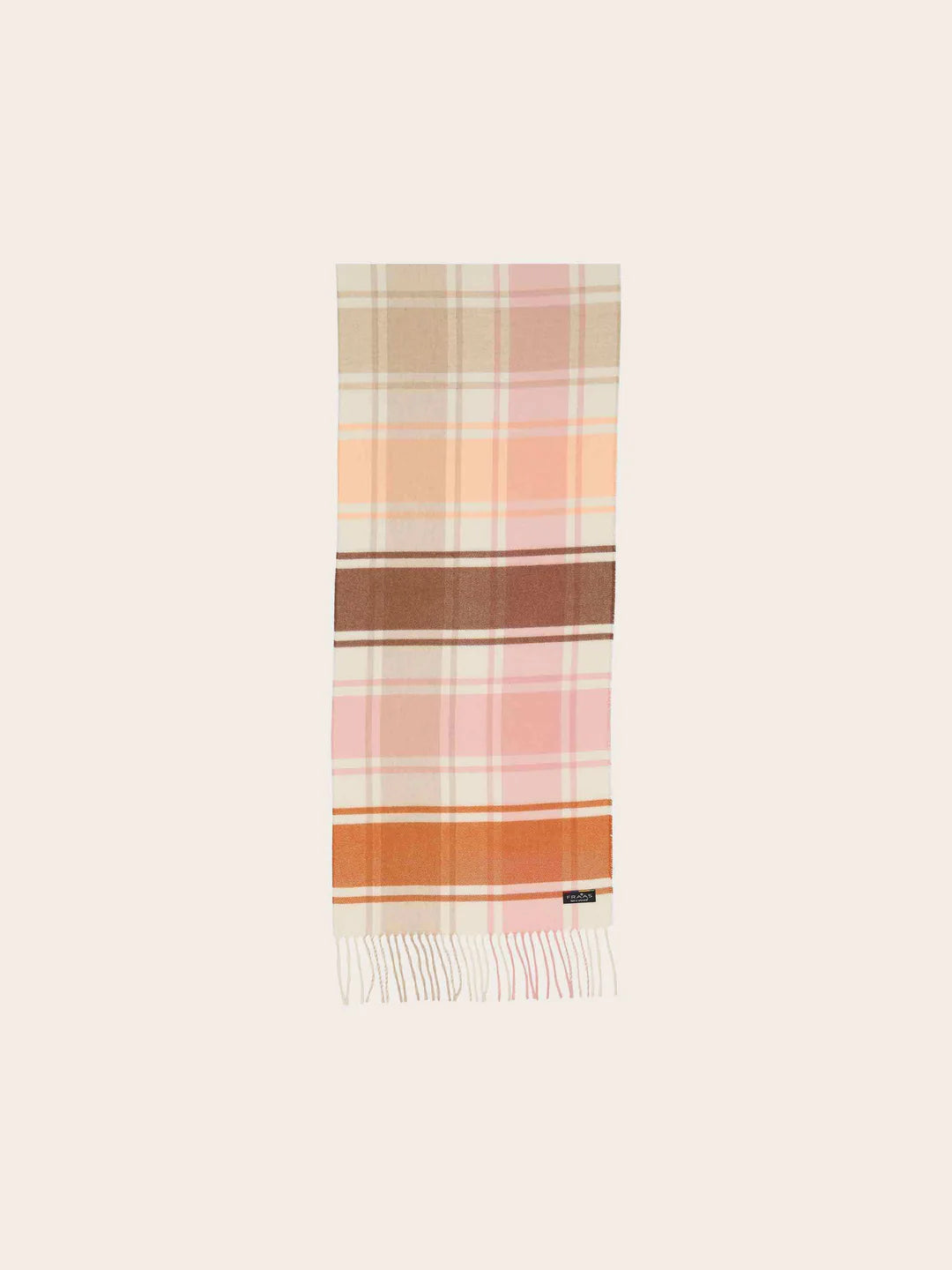 Fraas Cashmink Scarf with Colourful Checks  625521-71  Cashew