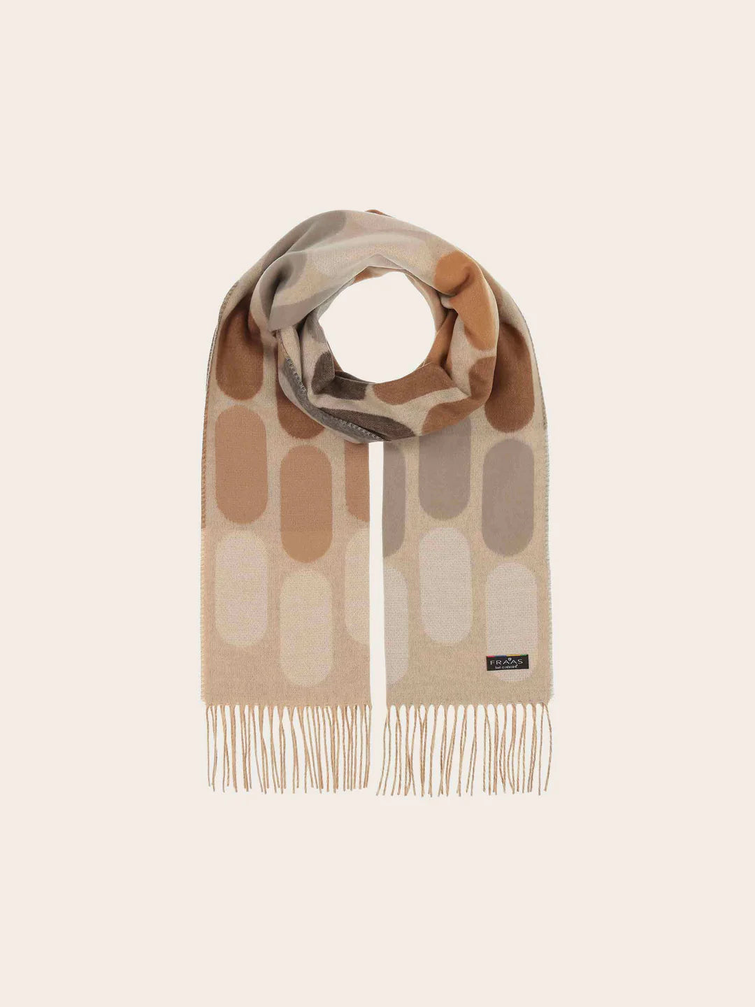 Fraas Cashmink Scarf With Graphic Oval Pattern  625524-174 Sand