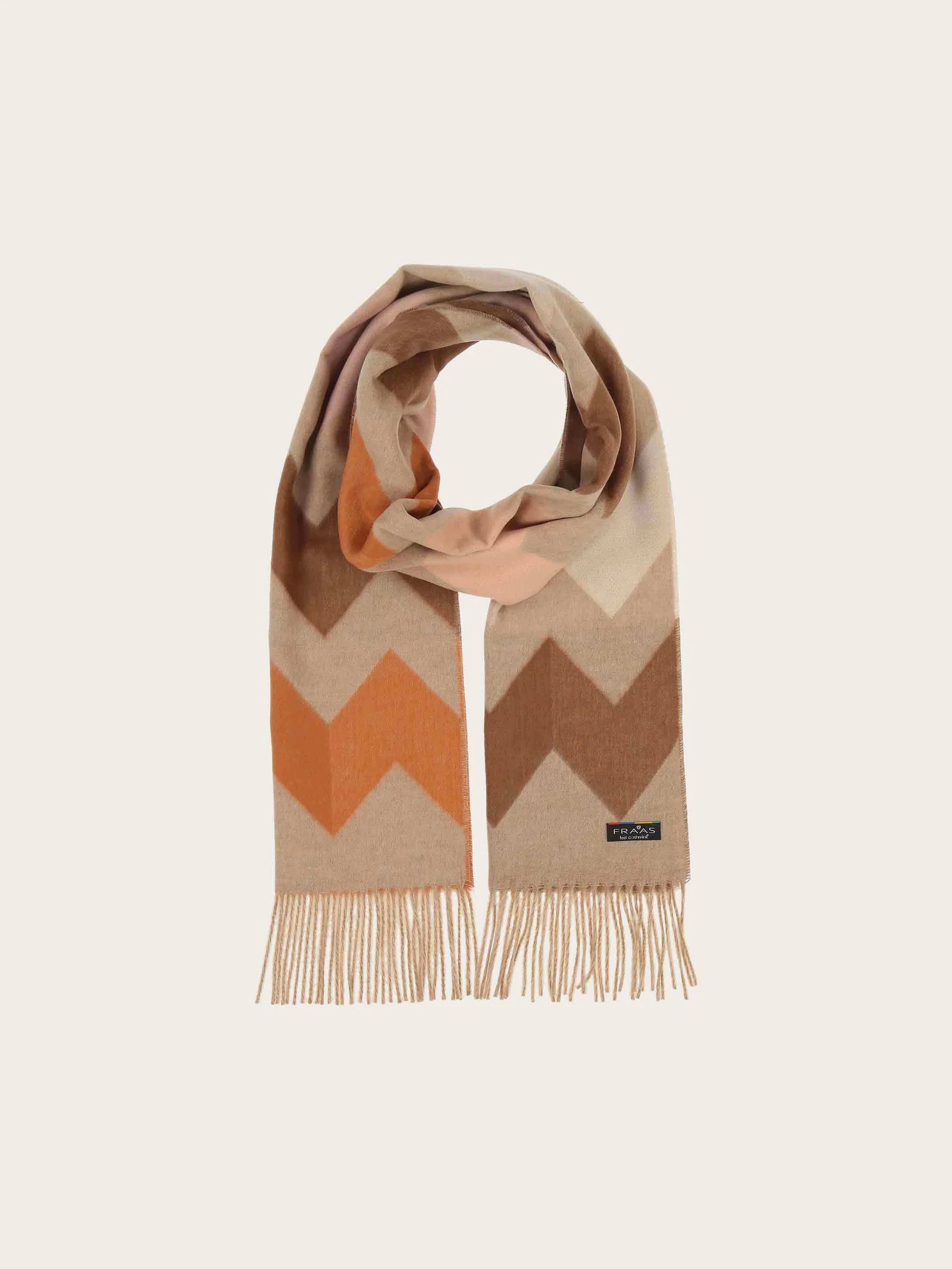Fraas Cashmink Scarf with Graphic Zigzag Design  625528-174  Sand