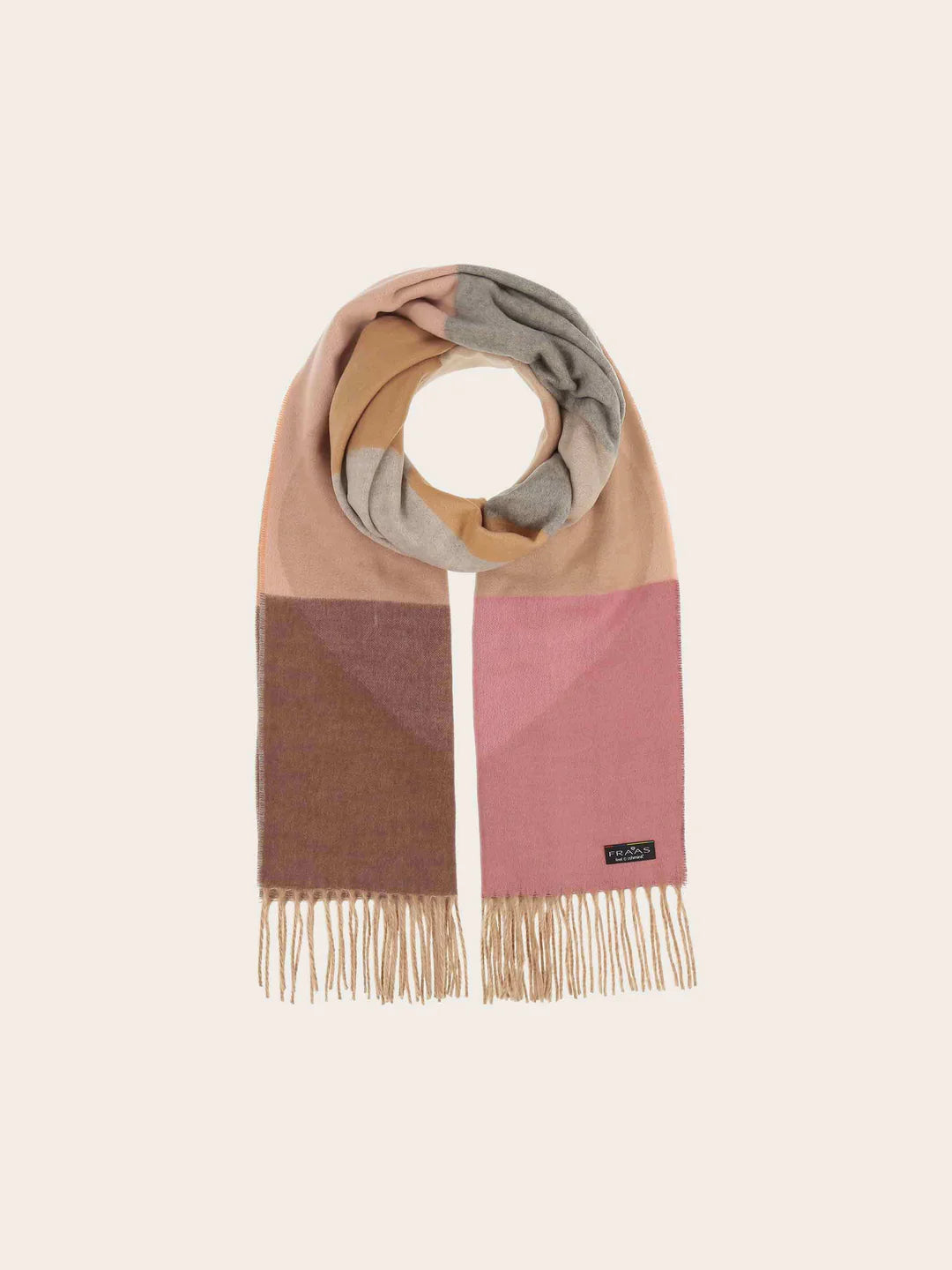 Fraas Cashmink Scarf  with Colourblock Hearts  620008-419  Powder Rose