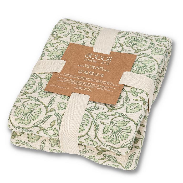 Abbott Evelyn Green Floral Throw
