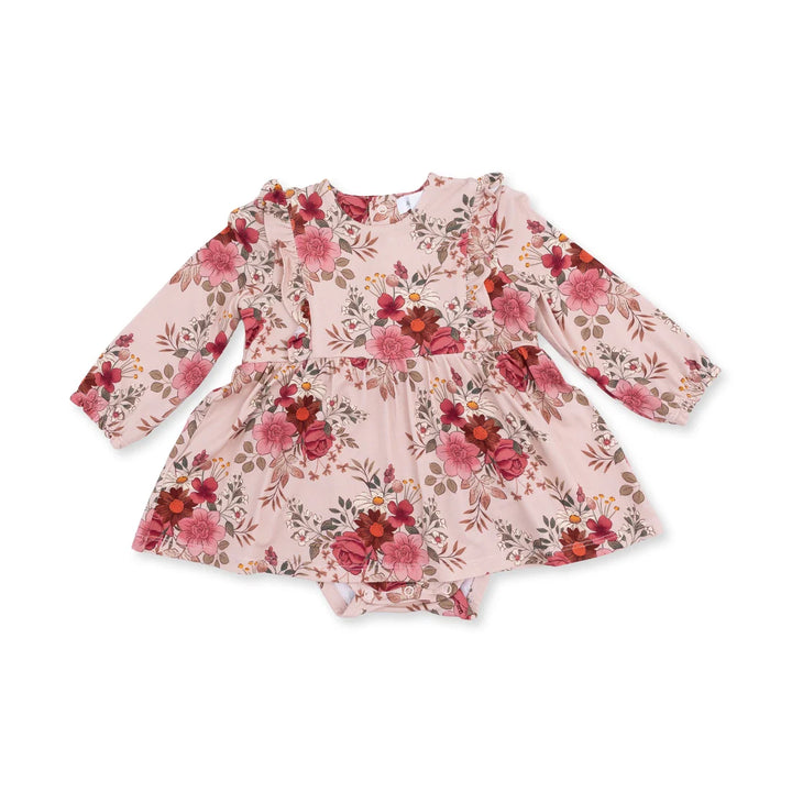 Angel Dear Baby Girl Long Sleeve Ruffle Bodysuit Dress    970-F26-SFL   Sabrina Floral