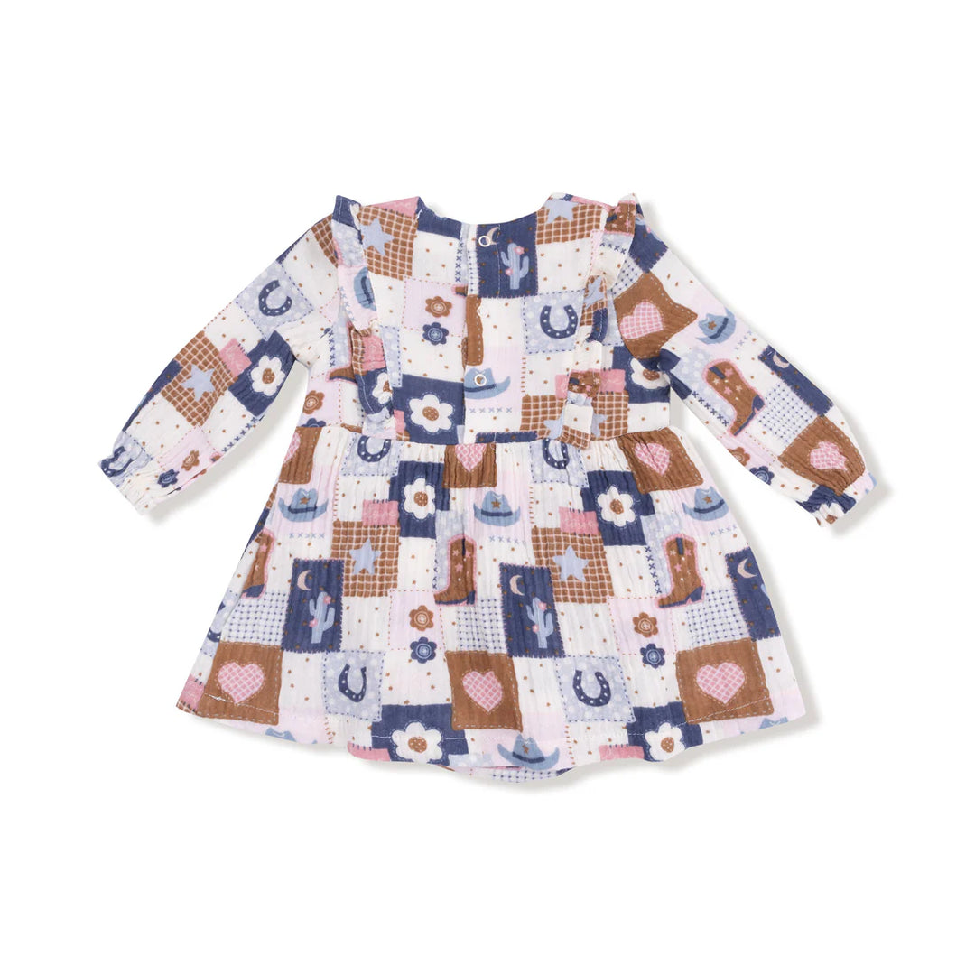 Angel Dear Long Sleeve Bubble Dress with Skirt   972-F25-PCG   Patchwork Cowgirl