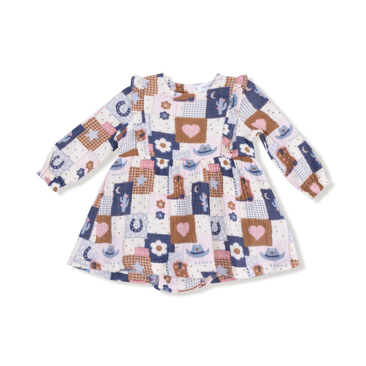 Angel Dear Long Sleeve Bubble Dress with Skirt   972-F25-PCG   Patchwork Cowgirl