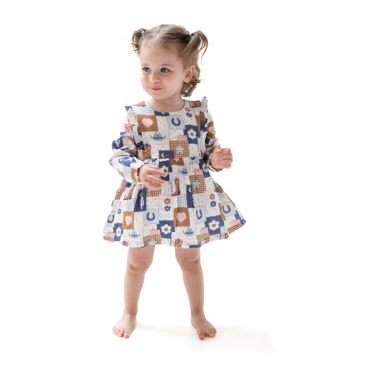 Angel Dear Long Sleeve Bubble Dress with Skirt   972-F25-PCG   Patchwork Cowgirl