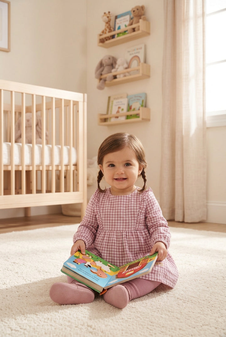 Angel Dear Baby Girl Long Sleeve Ruffle Dress & Legging Set   976-F26-MGL   Berry Gingham