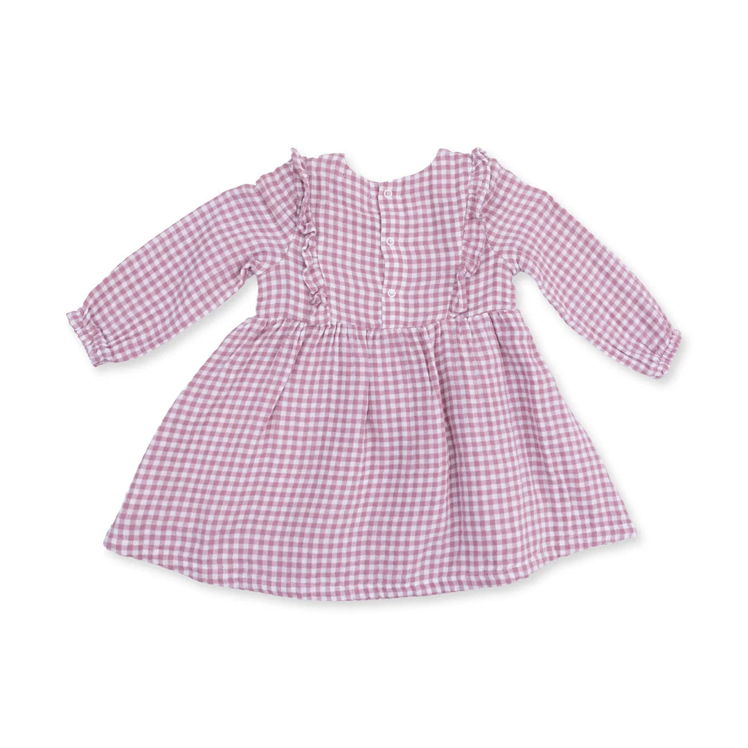 Angel Dear Baby Girl Long Sleeve Ruffle Dress & Legging Set   976-F26-MGL   Berry Gingham