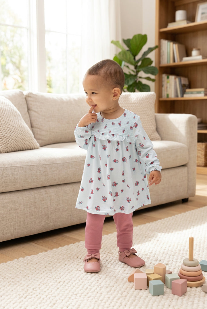 Angel Dear Smocked Ruffle Long Sleeve Dress & Legging Set   977-F26-ALF