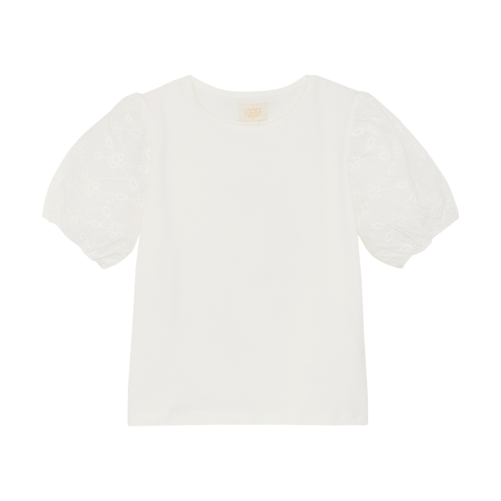 Creamie Girls Tee With Embroidered Sleeve Detail   823131-1103
