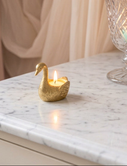 Silver Tree Swan Shaped Tealight Holder A01041