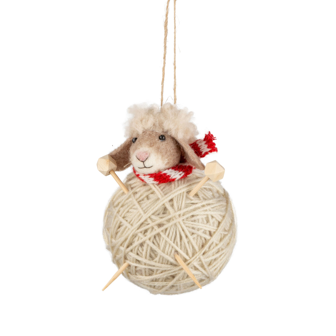 Silver Tree Sheep on Wool Ball A12952