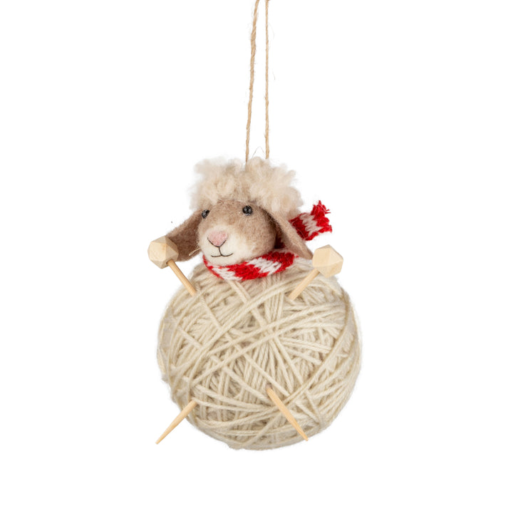 Silver Tree Sheep on Wool Ball A12952