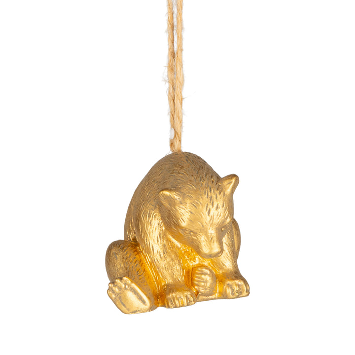Silver Tree Gold Bear Ornament A25043