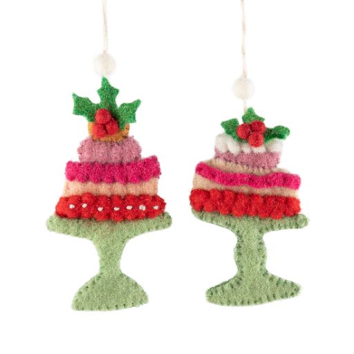 Silver Tree Felt Cake Ornaments A50553
