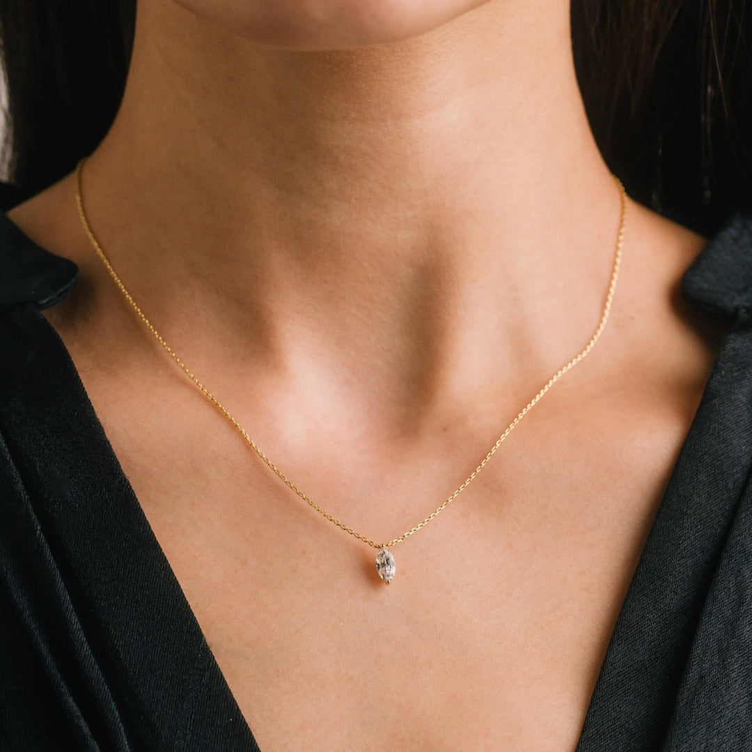 Lover's Tempo Alpha Marquise Necklace Gold*