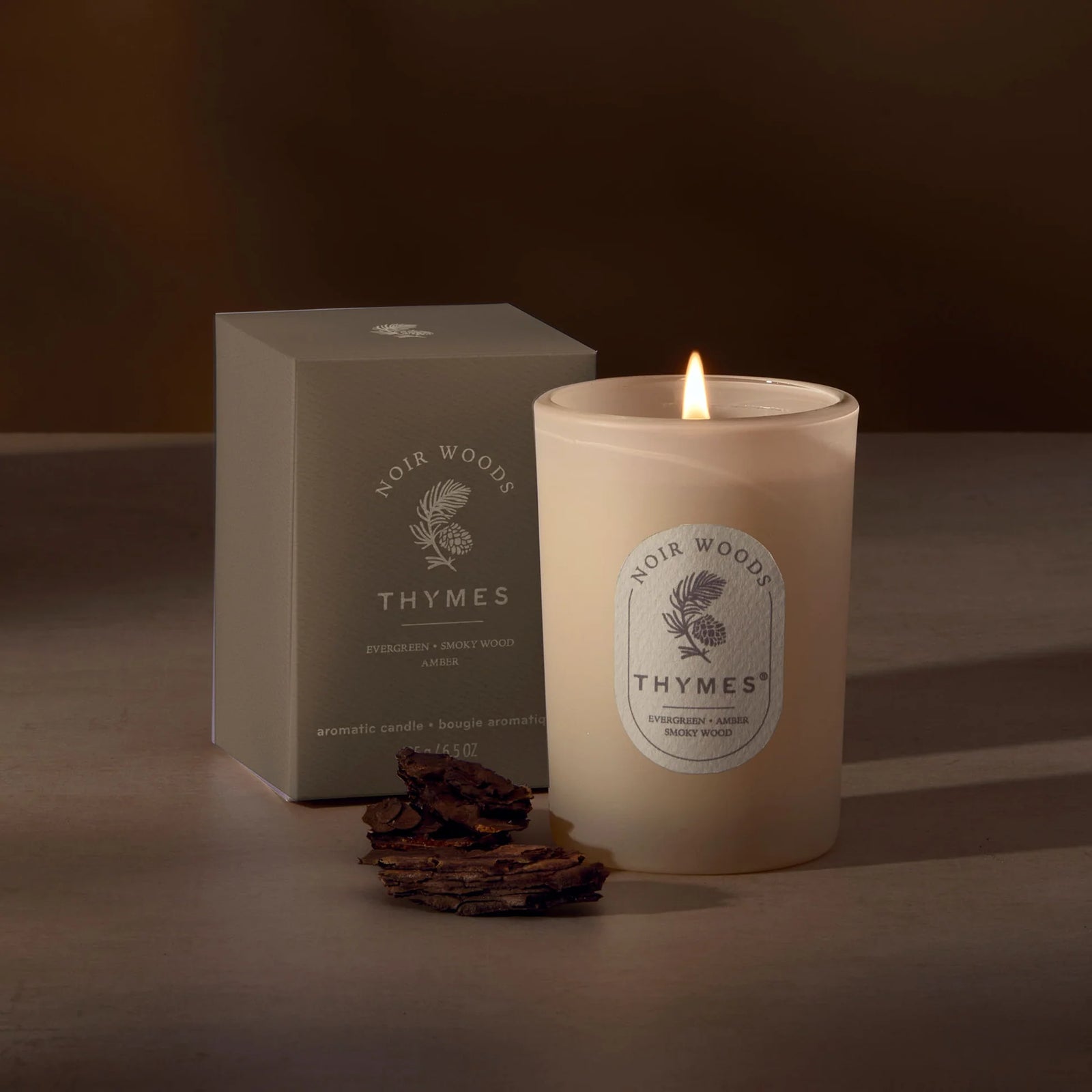 Thymes The Hours Edit Box Candle  -  Noir Woods