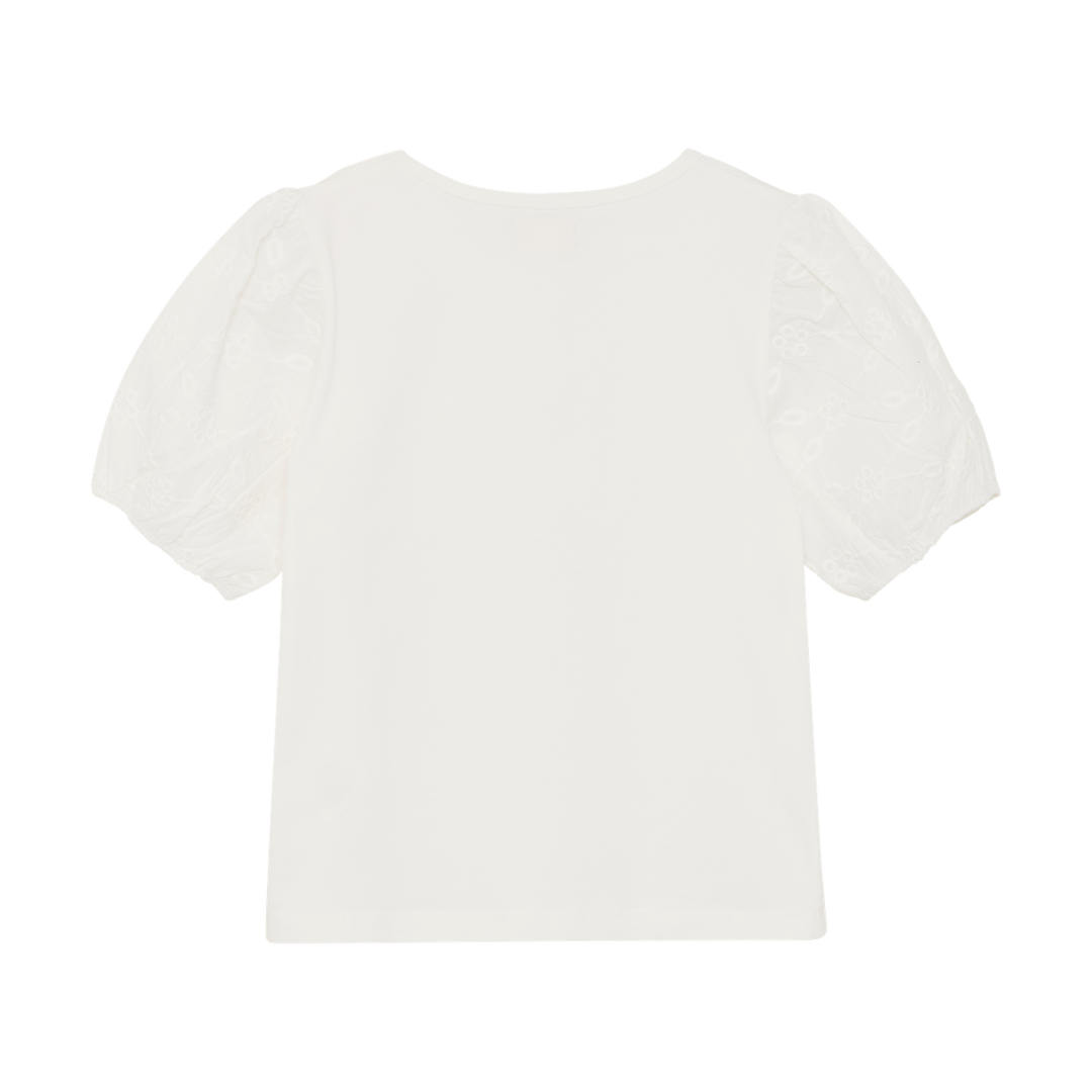 Creamie Girls Tee With Embroidered Sleeve Detail   823131-1103