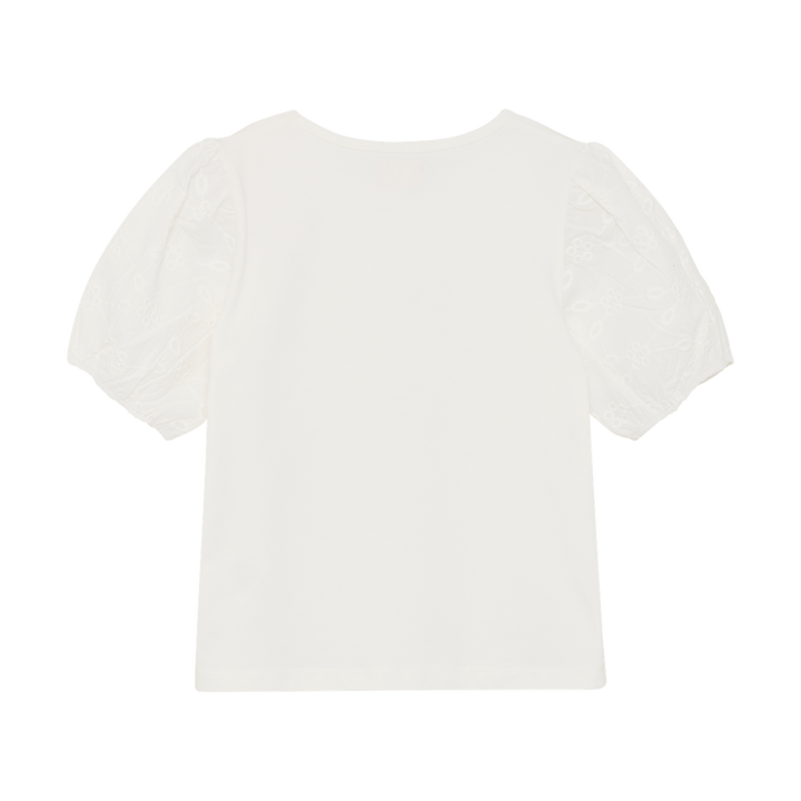 Creamie Girls Tee With Embroidered Sleeve Detail   823131-1103