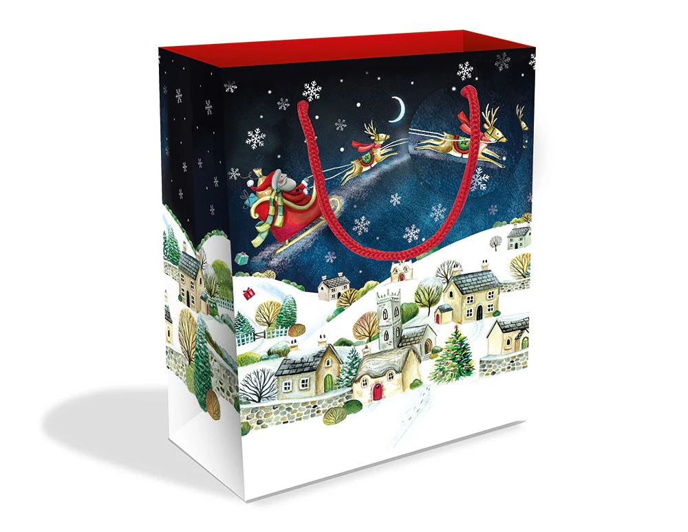 Gift Bag  -  Santa Over the Rooftops