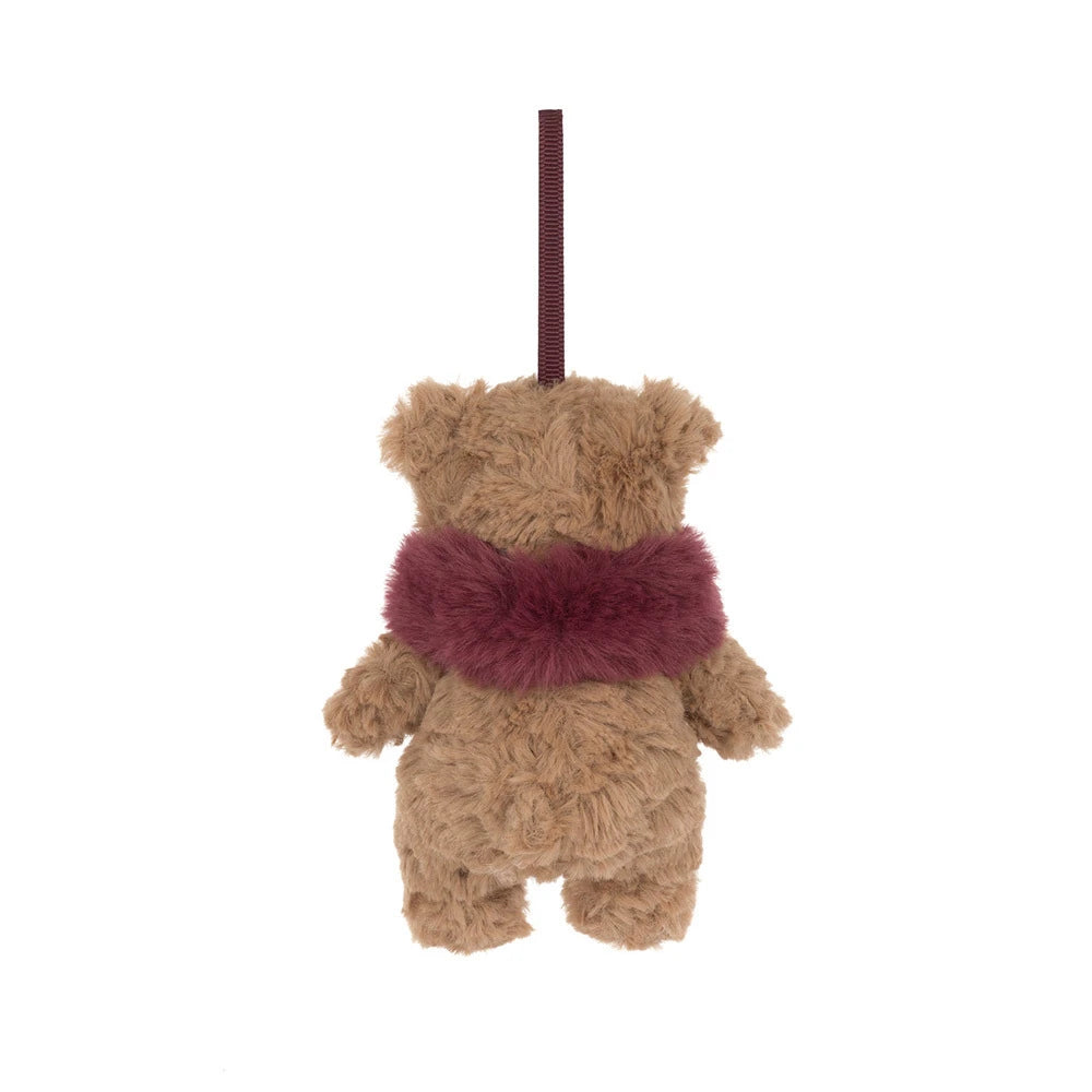 Jellycat Bartholomew Bear Winter Warmer Decoration  BARS6DE  Burgundy