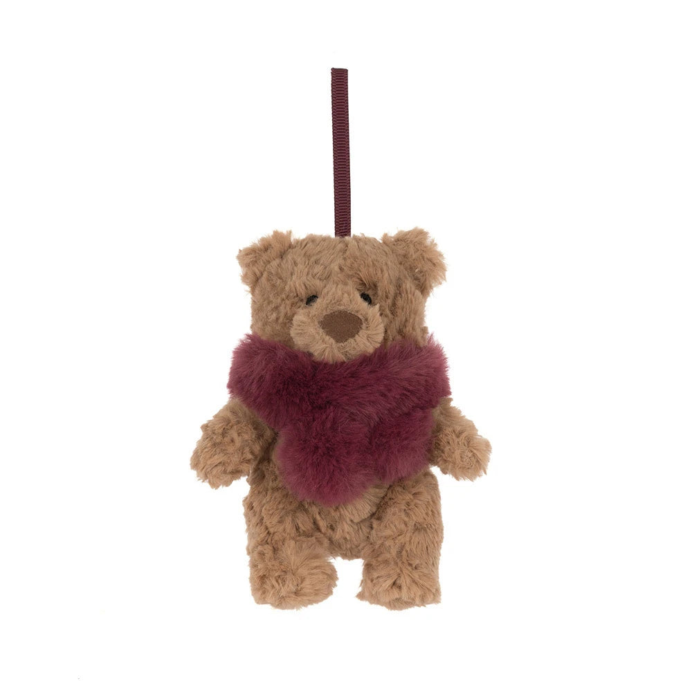 Jellycat Bartholomew Bear Winter Warmer Decoration  BARS6DE  Burgundy