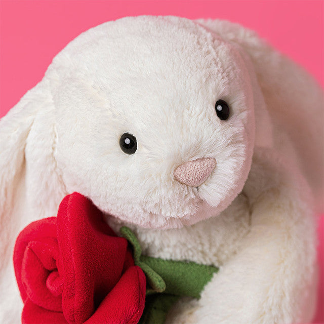 Jellycat Cream Bunny with Rose  BB6ROSE