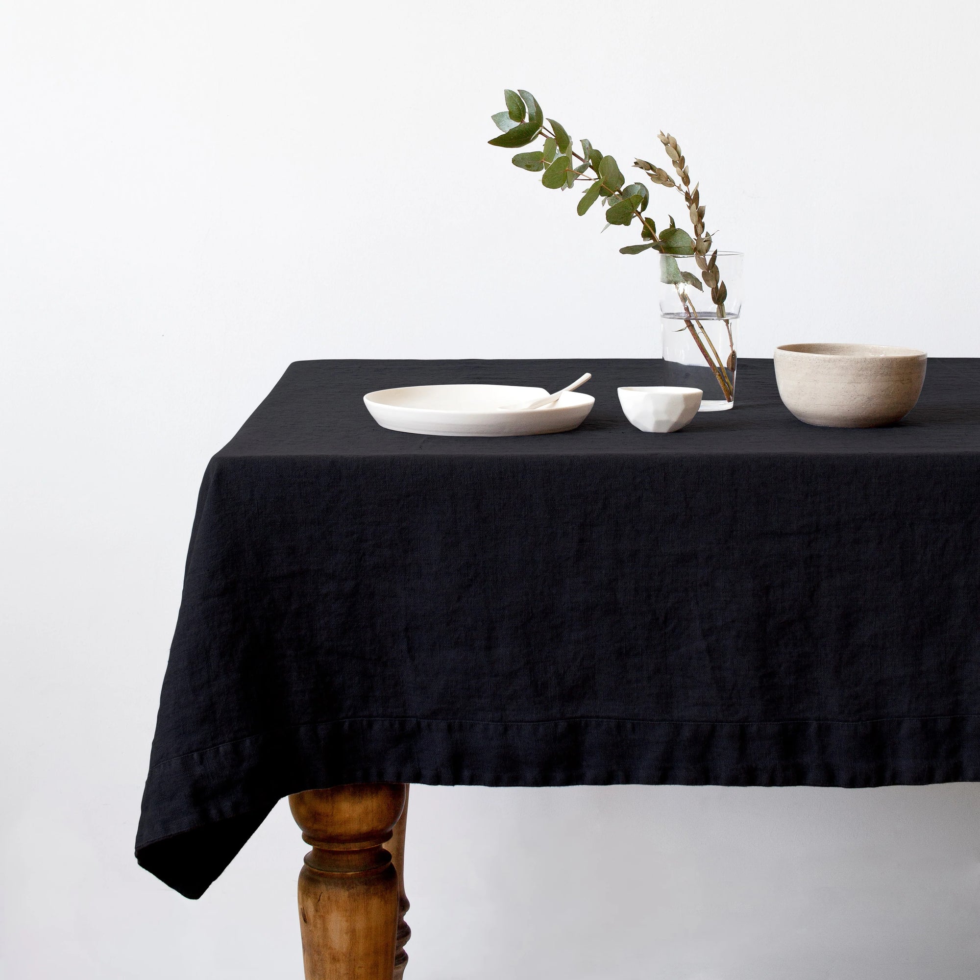 Linen Tales Black Washed Linen Tablecloth