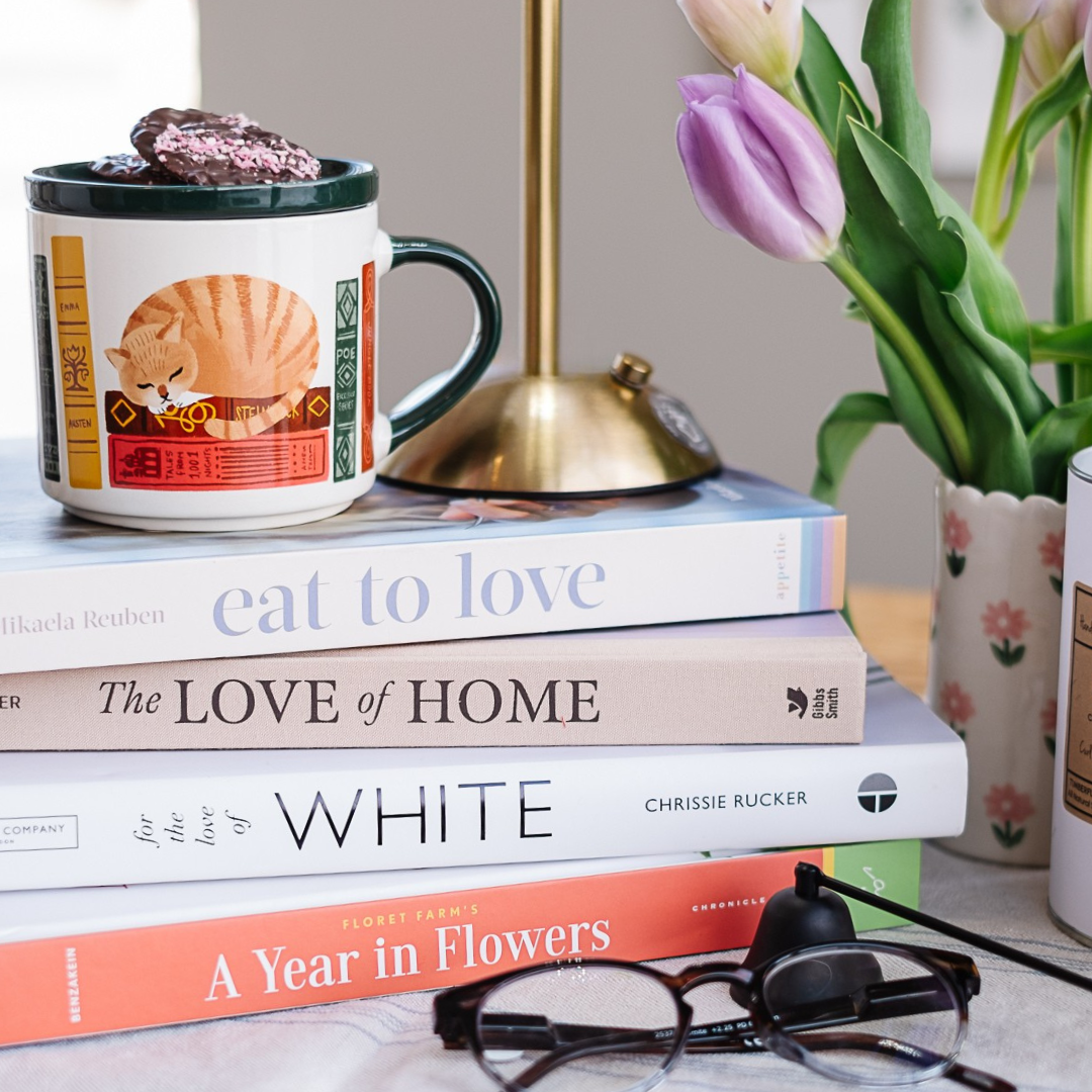 mothers day breakfast with flowers, croissant, strawberries, and coffee, beautiful spread