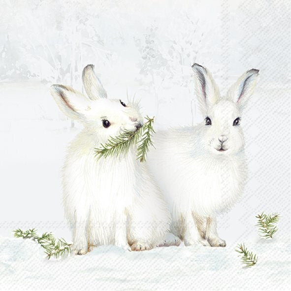 ihr Luncheon Napkin  -  Snow Rabbits