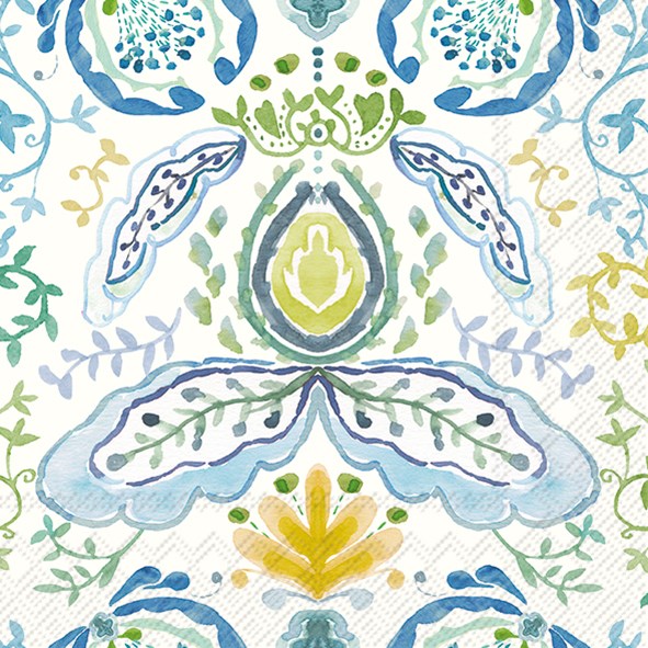 Ihr Luncheon Napkin - Azure & Ivy Gold