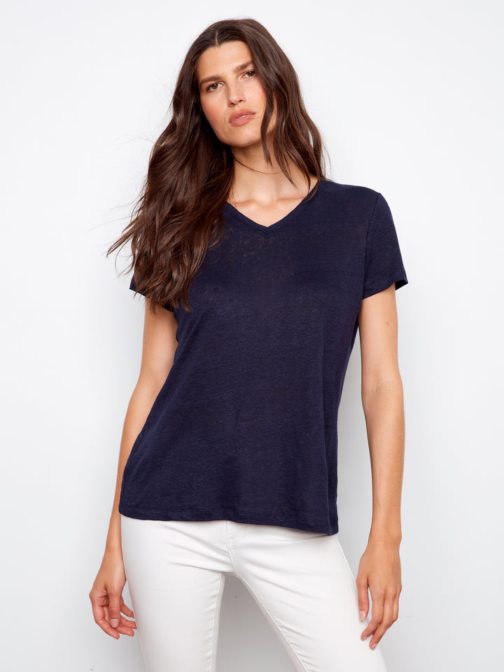 Charlie B V-Neck Tee  C1231/291-117  Navy