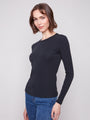 Charlie B Interlock Knit Crew Neck Top  1408-001  Black