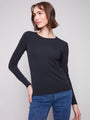 Charlie B Interlock Knit Crew Neck Top  1408-001  Black