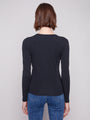 Charlie B Interlock Knit Crew Neck Top  1408-001  Black