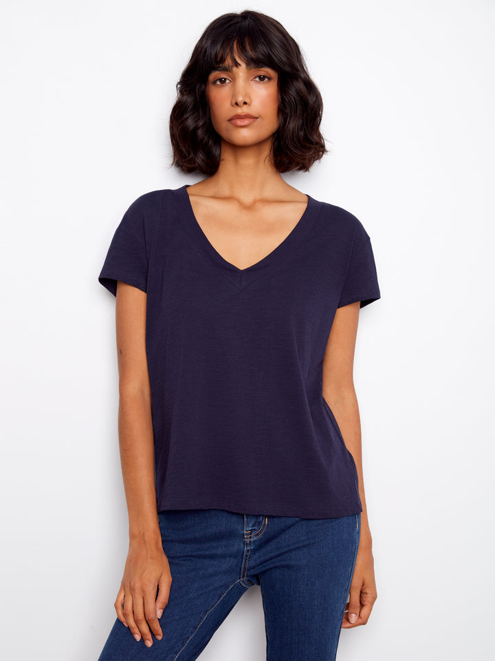 Charlie B Drop Shoulder Tee  C1428/463-117  Navy