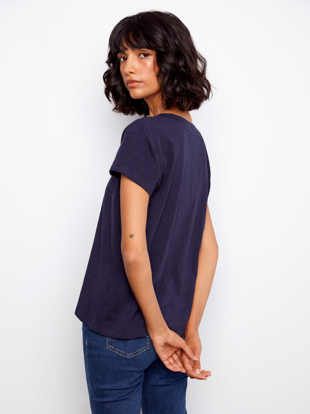 Charlie B Drop Shoulder Tee  C1428/463-117  Navy