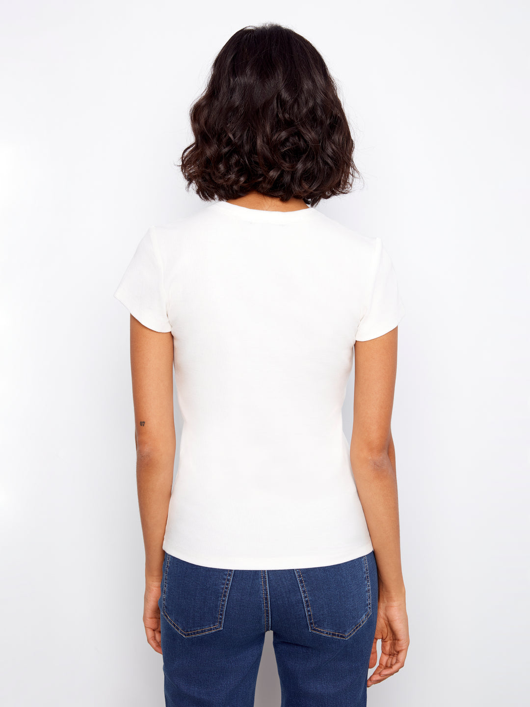 Charlie B Ribbed Crew Neck C1443 White