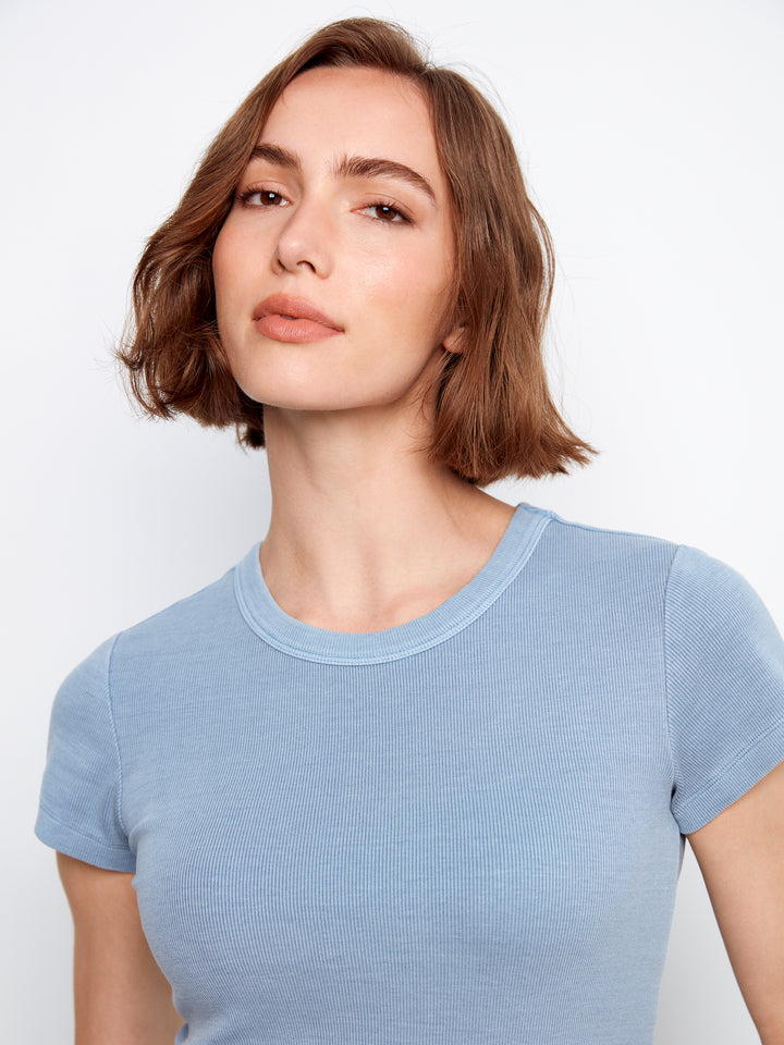 Charlie B Ribbed Crew Neck C1443 Haze