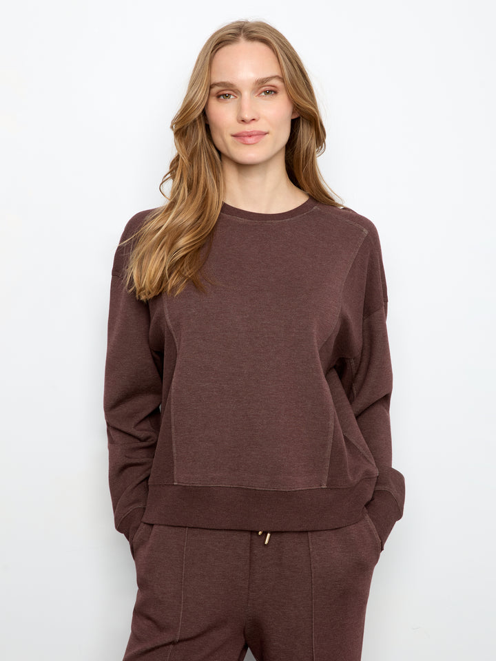 Charlie B Crew Neck Soft Scuba Top  C1462-P479  Expresso