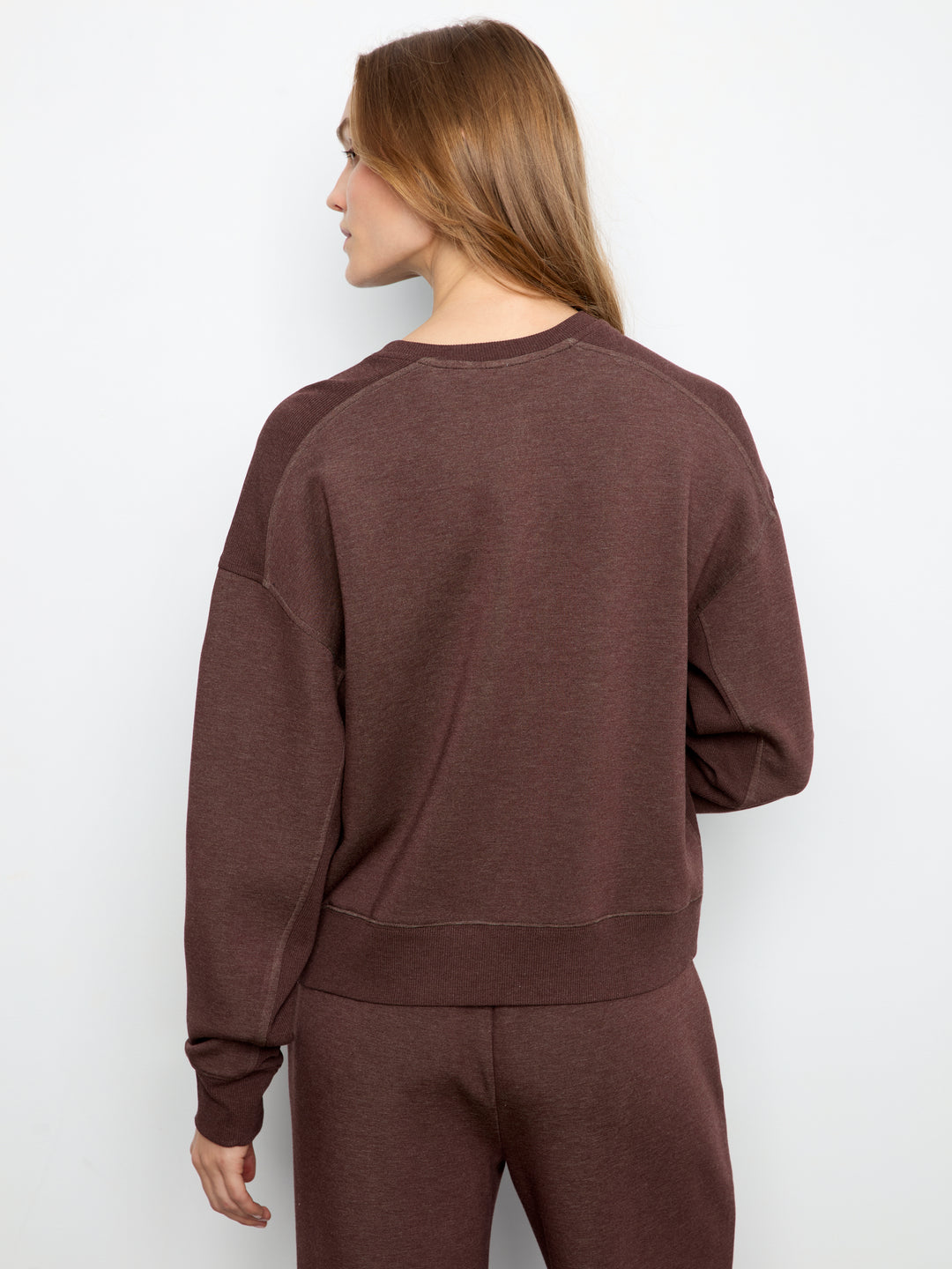 Charlie B Crew Neck Soft Scuba Top  C1462-P479  Expresso