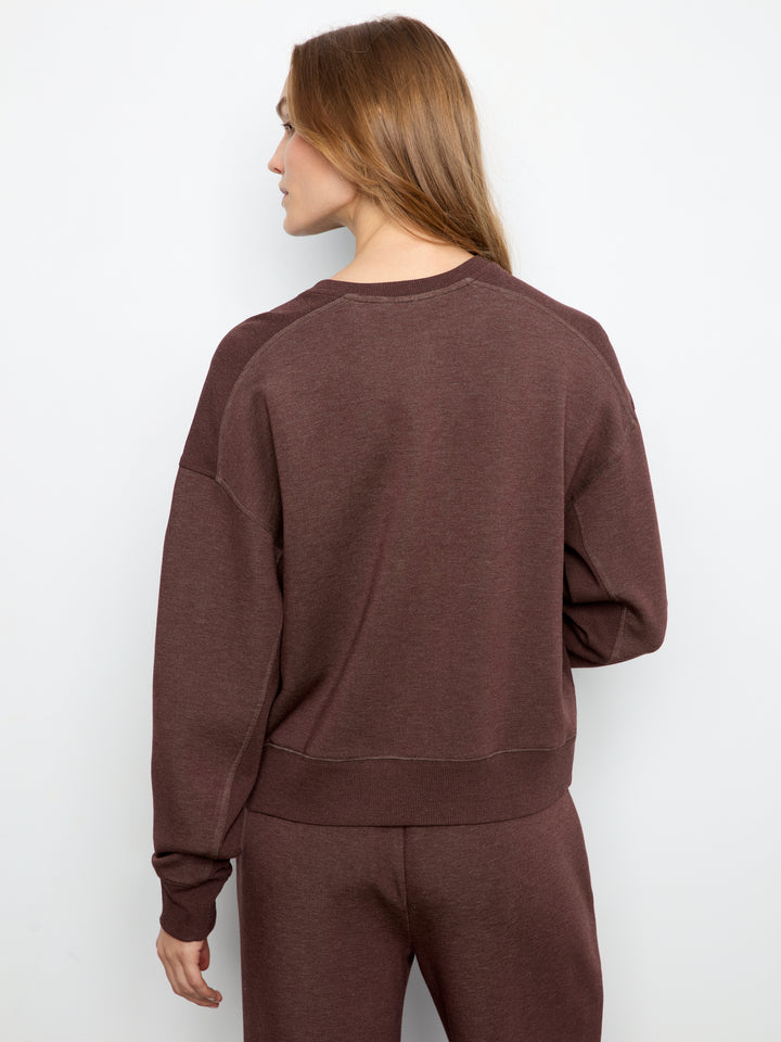 Charlie B Crew Neck Soft Scuba Top  C1462-P479  Expresso