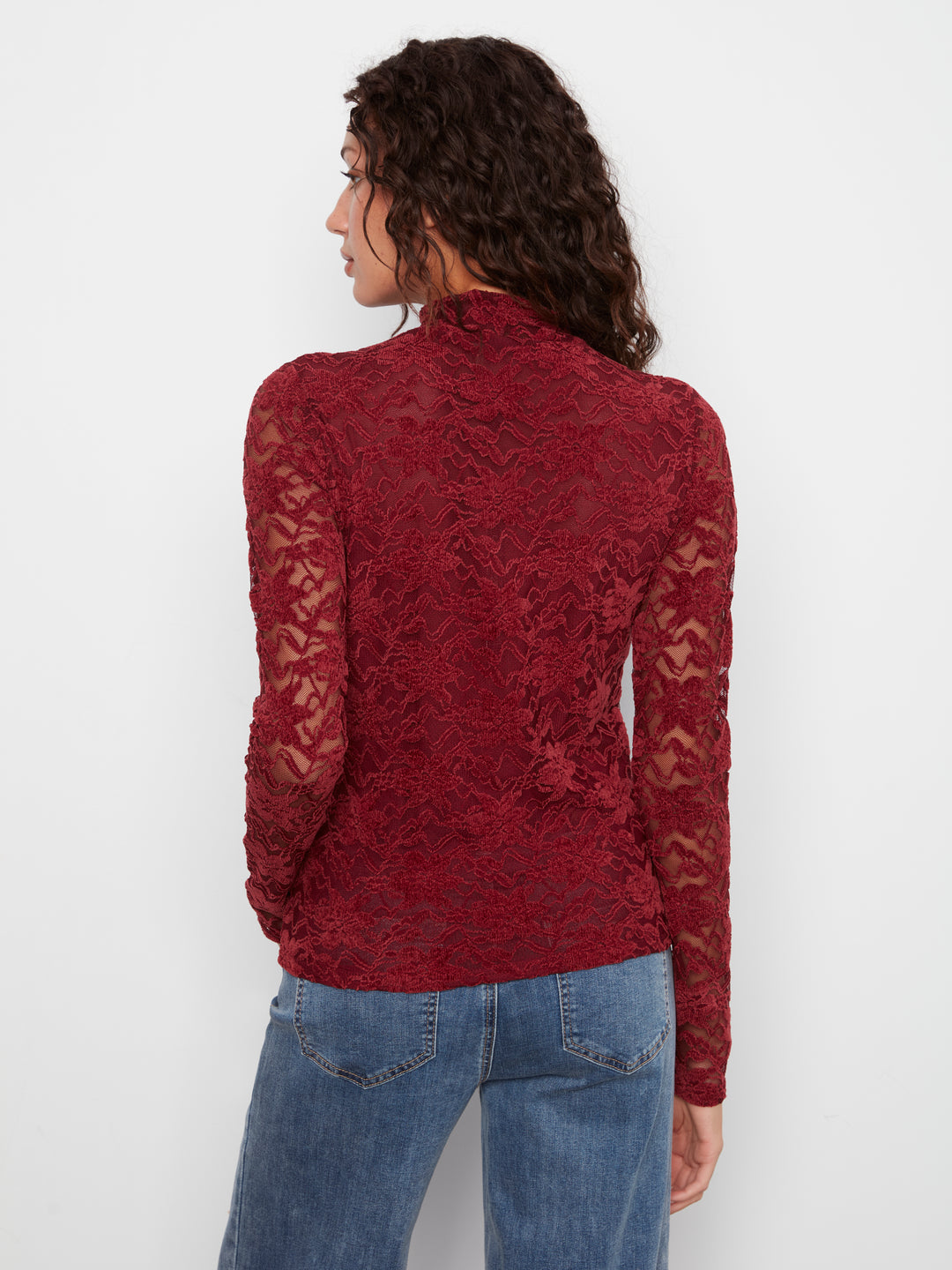 Charlie B Mock Neck Top  C1470-320  Merlot