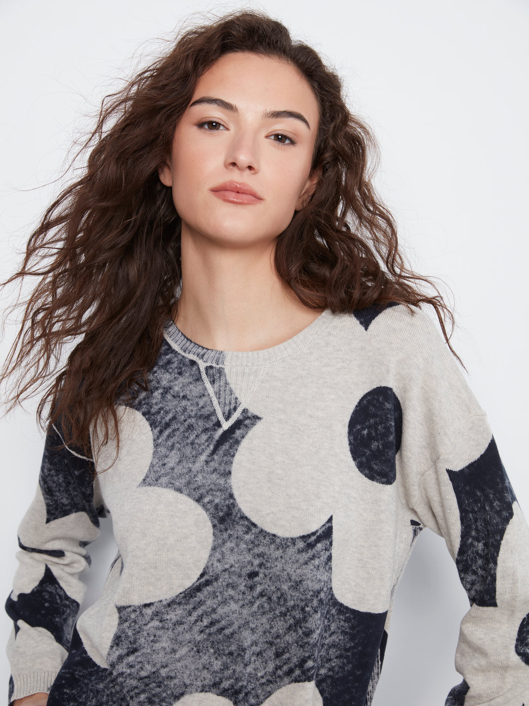 Charlie B Crew Neck Printed on Reverse Sweater  C2010-P117  Navy