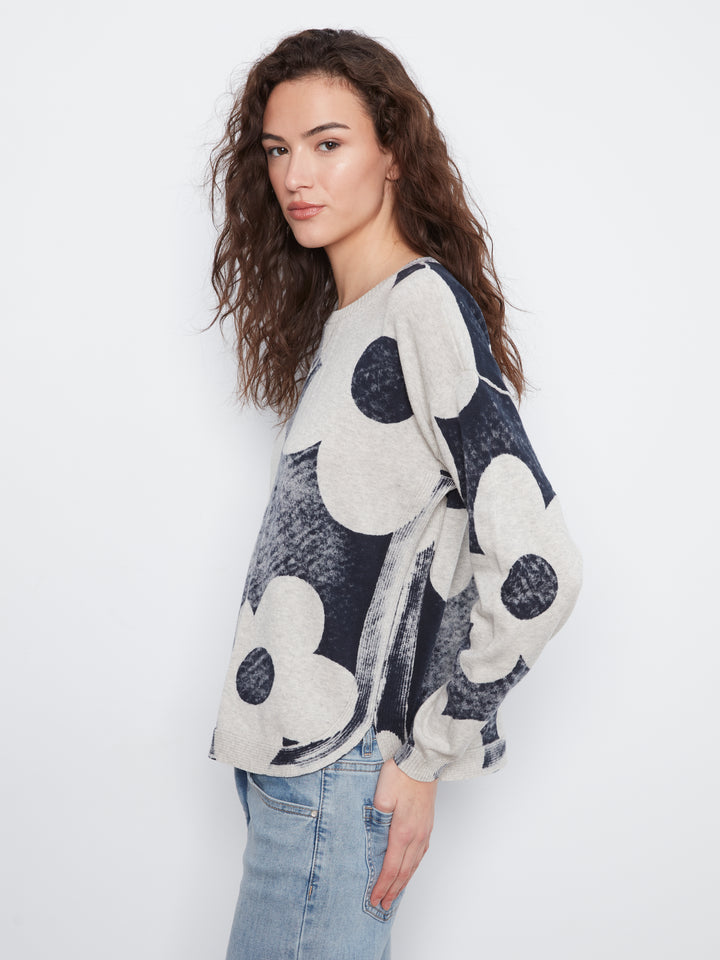 Charlie B Crew Neck Printed on Reverse Sweater  C2010-P117  Navy