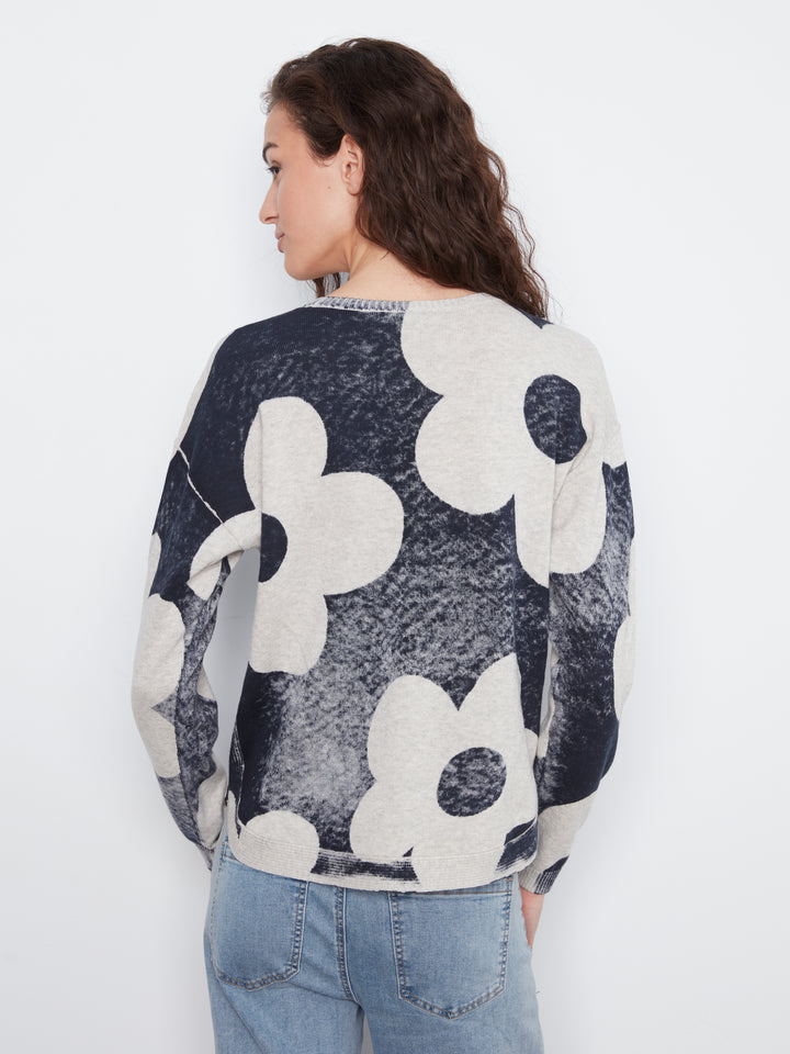 Charlie B Crew Neck Printed on Reverse Sweater  C2010-P117  Navy