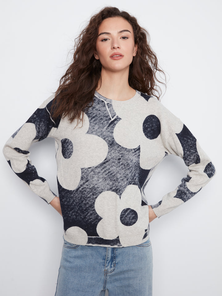 Charlie B Crew Neck Printed on Reverse Sweater  C2010-P117  Navy