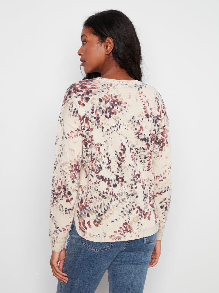 Charlie B Crew Neck Sweater Printed on Reverse  C2010P-P596  Poetry