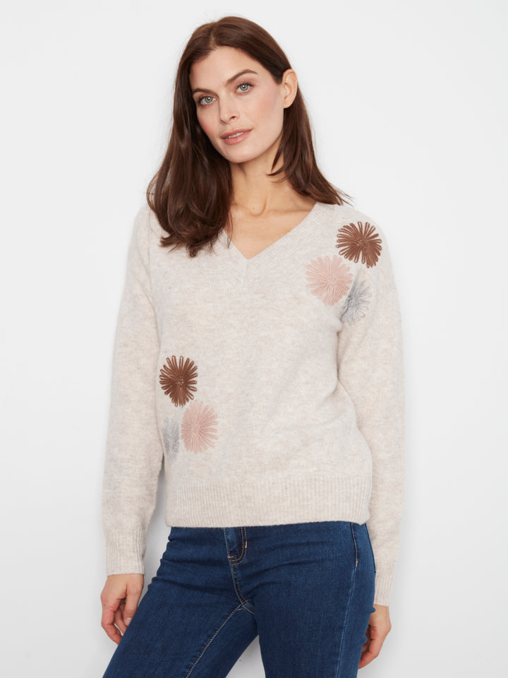 Charlie B V-Neck Oversized Sweater  C2056/433C  P371  Heather Oat