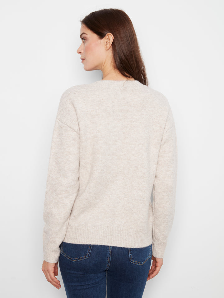 Charlie B V-Neck Oversized Sweater  C2056/433C  P371  Heather Oat