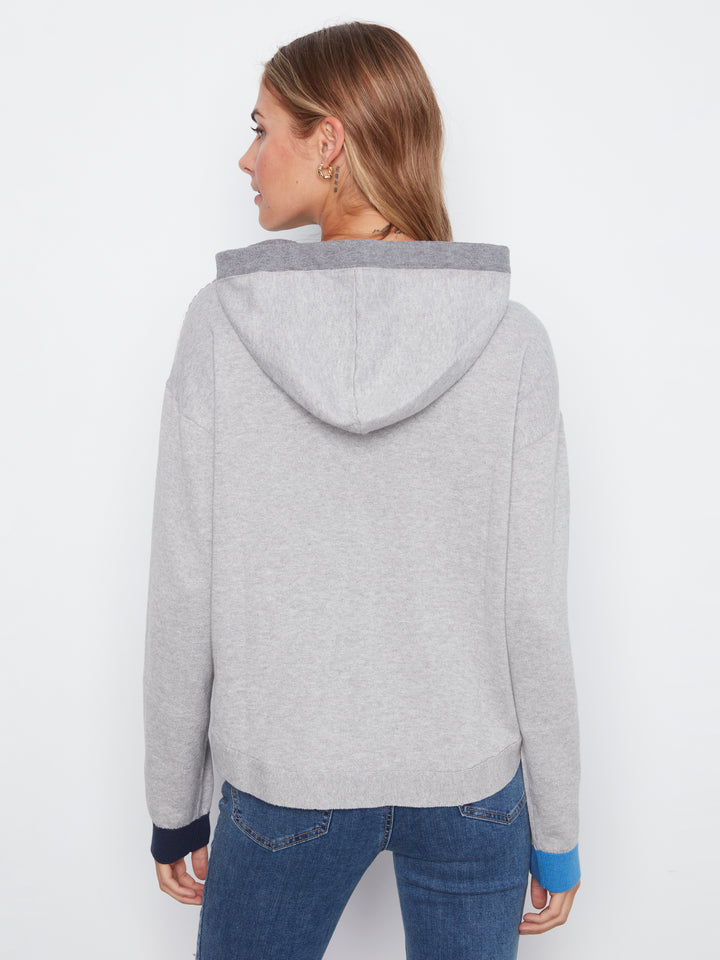 Charlie B Hooded Sweater with Contrast Trim  C2075/751C  008  Heather Grey
